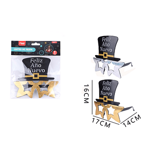 Lente estrellas con sombrero feliz año nuevo 16x17x14 cm