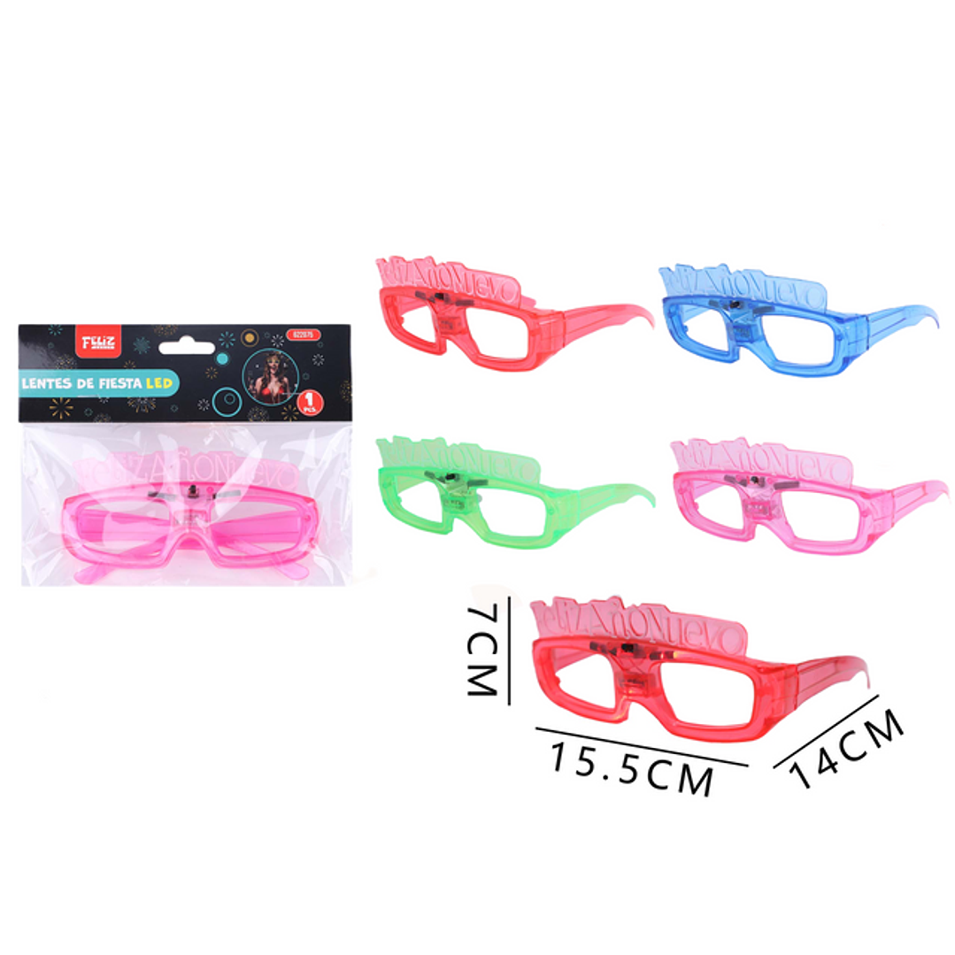 Lentes cuadrados año nuevo con luces 7x15.5x14 cm 1