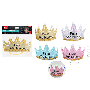Cintillo con luz corona feliz año nuevo 16x11 cm