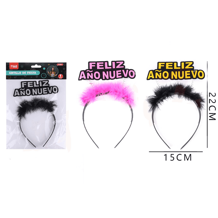 Cintillo feliz año nuevo con aplicación 14x22 cm 1