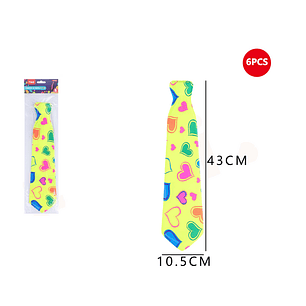 Corbata fluor corazones 10.5x43 cm
