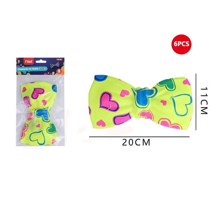 Corbatín amarillo fluor corazón 20x11cm 1