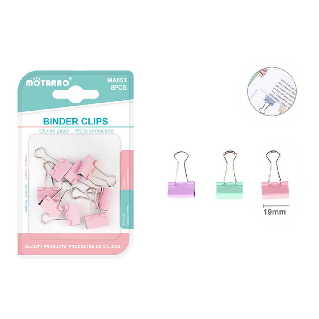 Pinza Metalica color pastel 19mm 8pcs 1