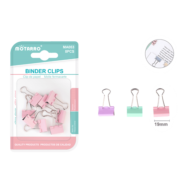 Pinza Metalica color pastel 19mm 8pcs 1