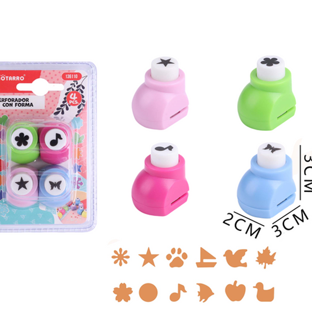 Perforadora redonda con forma 4pcs 2x3x3 cm 1