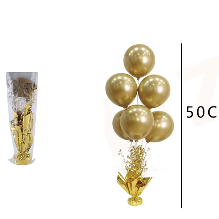 Set Globos Dorado Cromado Con Base decorativa 1