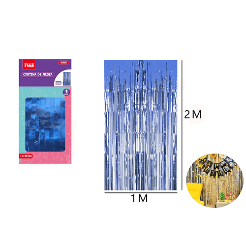 Cortina de fiesta metalizada azul 1x2 M