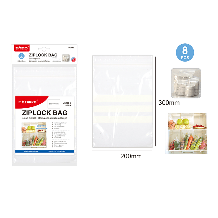 Bolsa Ziplock 2030 Cm 8 Pcs 1
