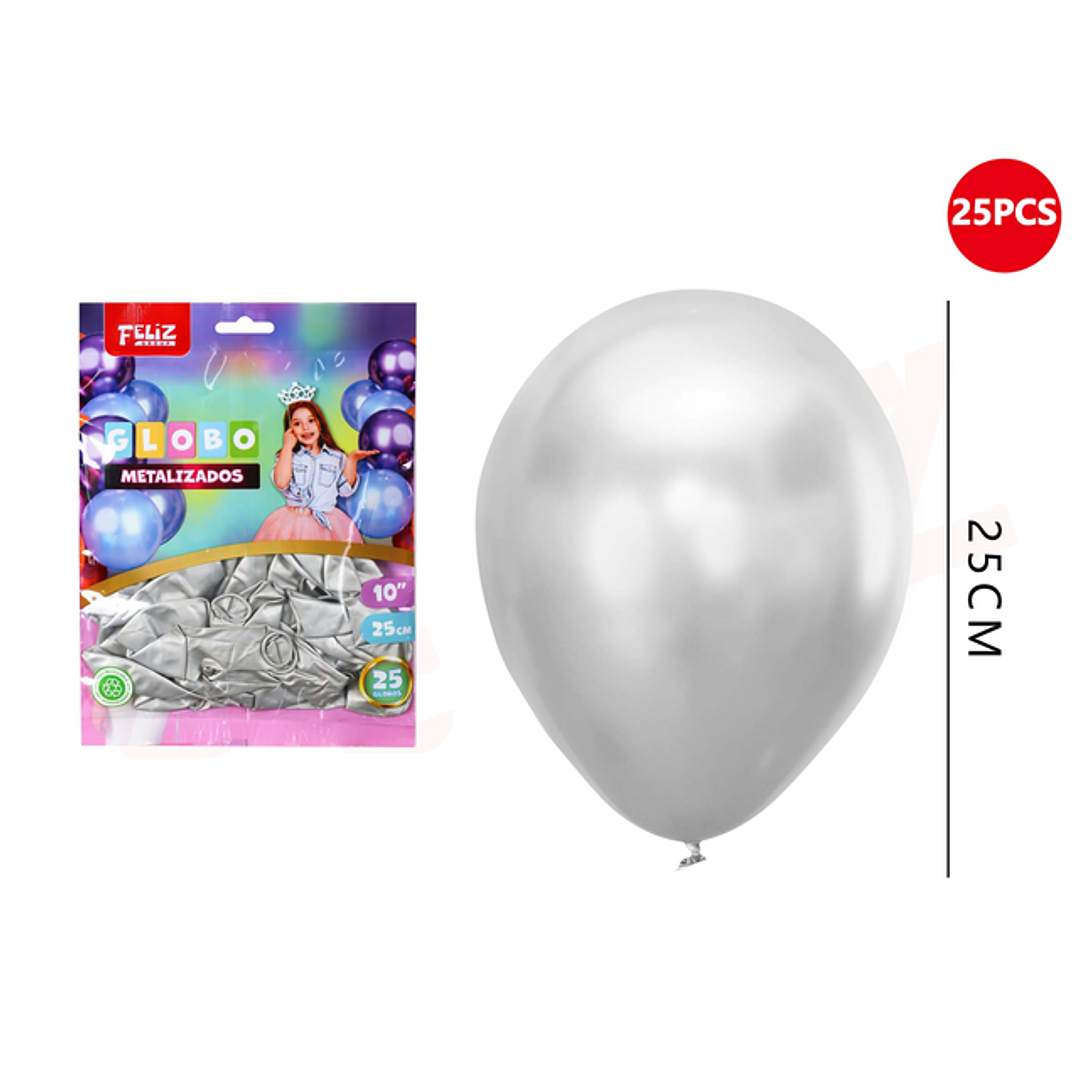 Globos plata metalizado 25cm 25pcs 1