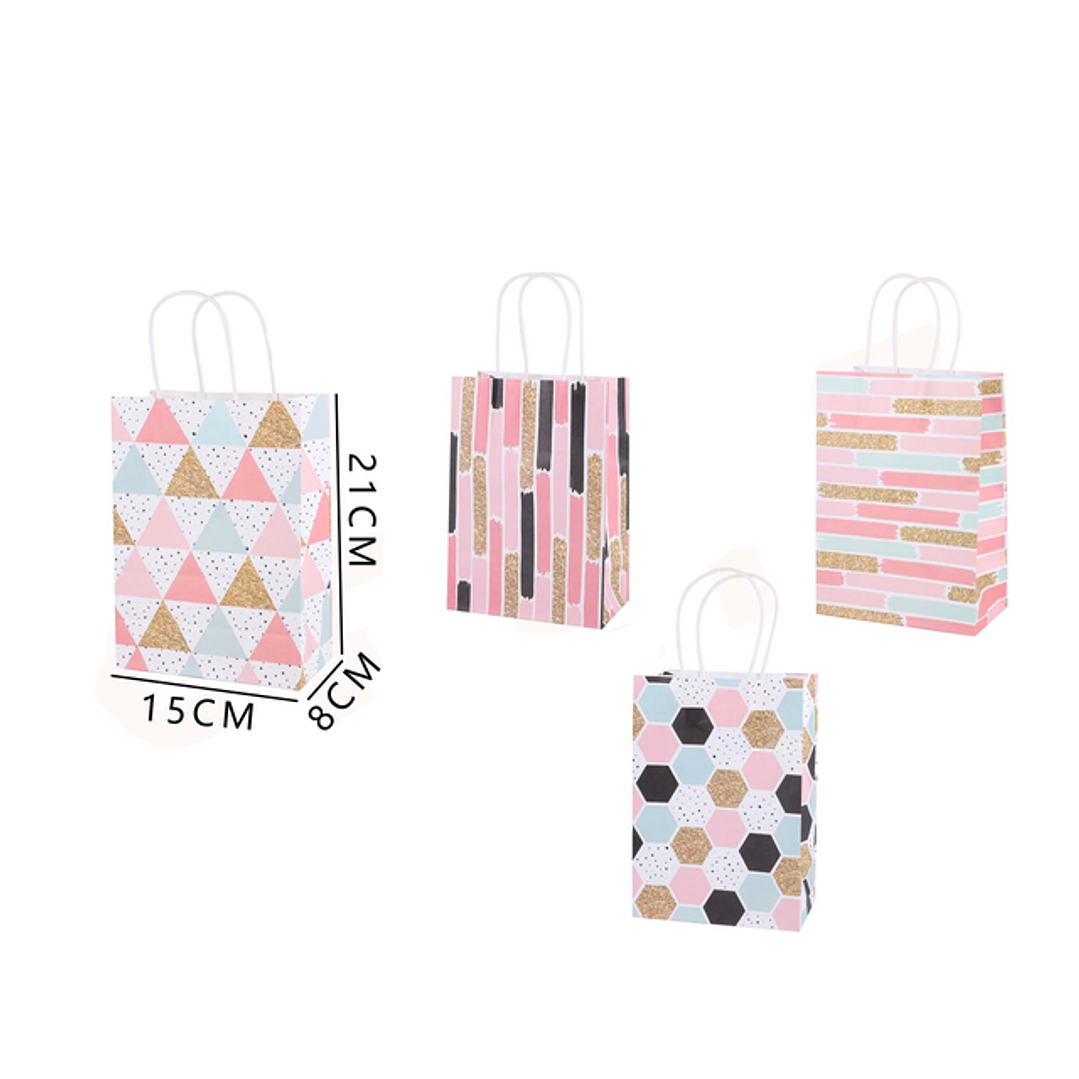 Bolsa de regalo S diseños rosa y dorado 15x8x21cm 1