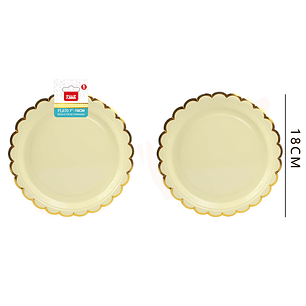 Platos Amarillo con detale dorado 18cm 6pcs