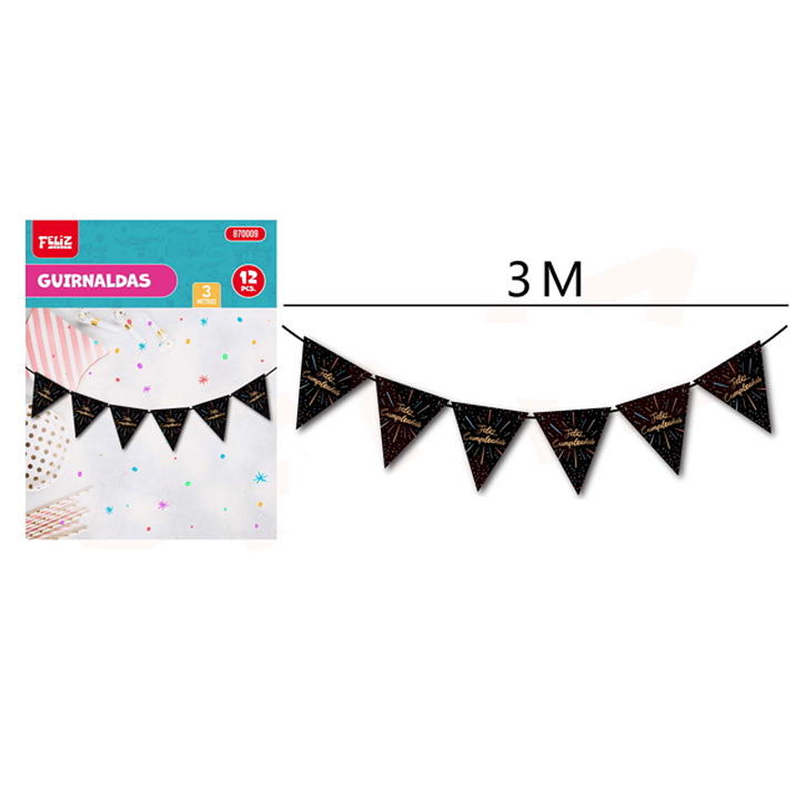 Guirnaldas feliz cumpleaños negro 3M 1