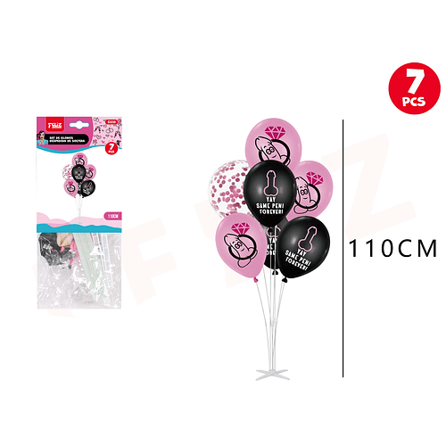 Set globos despedida de soltera rosa y negro 110 cm