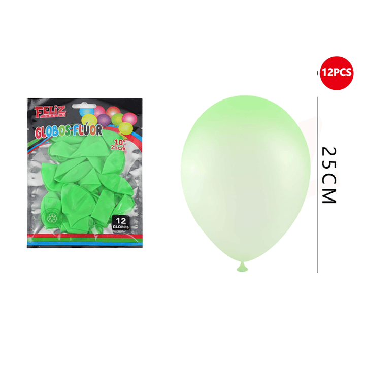 Globos flúor verde 25cm 12pcs 1