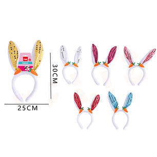 Cintillo orejas de conejos con brilo 25x30cm