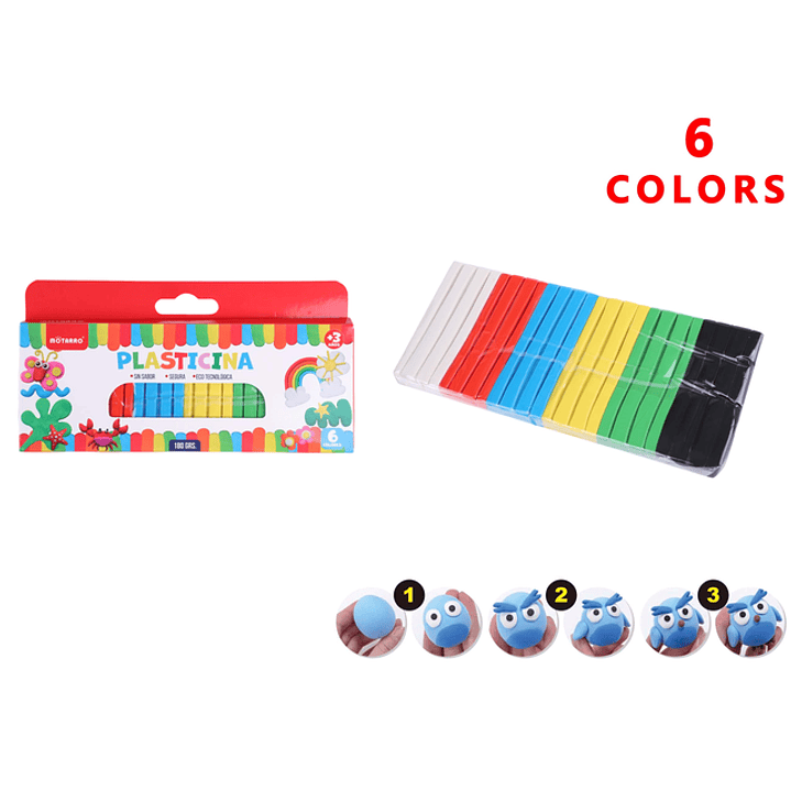 Plasticina 6 colores 180g 1