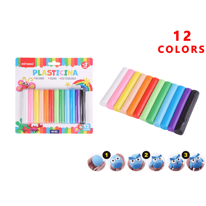 Plasticina 12 Coleres 160G 1