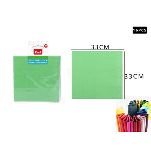 Servilletas papel verde 33x33 cm 16 pcs