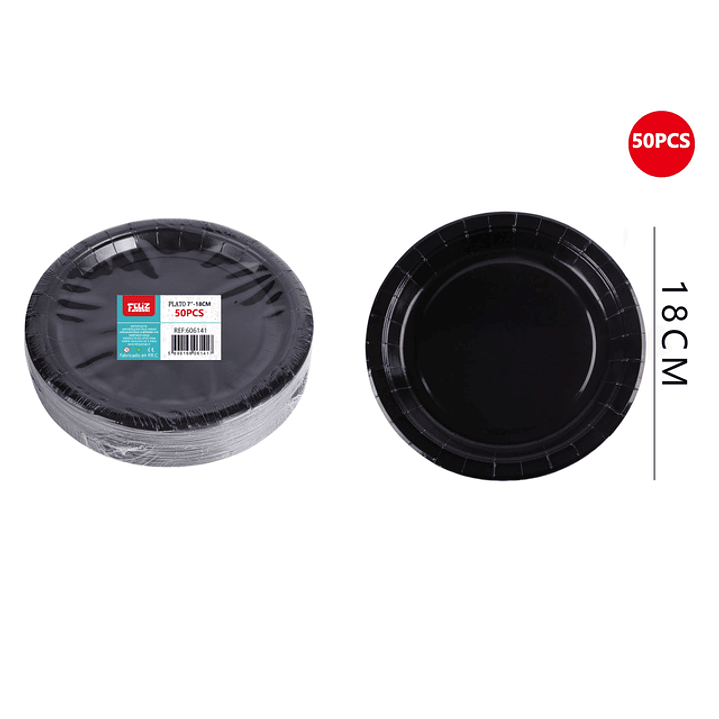 Plato de carton negro 18cm 50pcs 1
