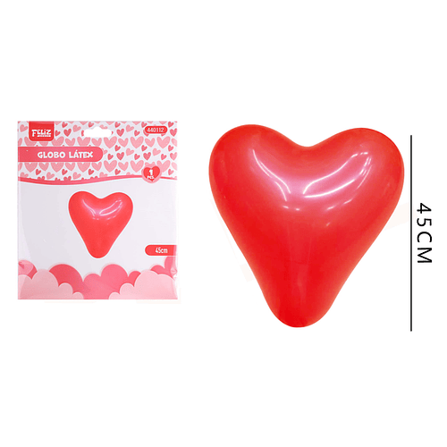 Globo latex corazón rojo 45cm 1 pcs