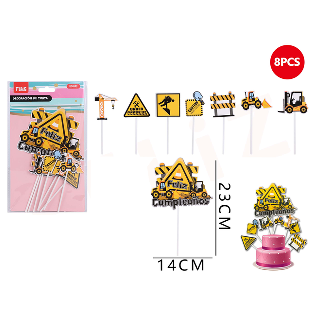 Decoración torta construcción 14x23 cm 1