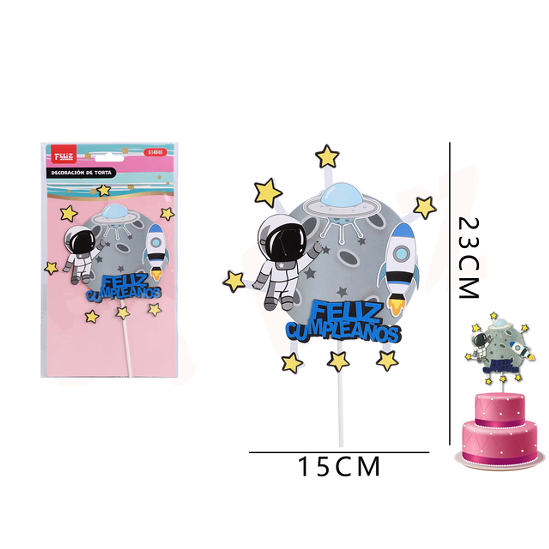 Decoración torta astronauta 15x23 cm 1