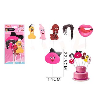 Decoración torta elementos despedida de soltera 14x22.5 cm