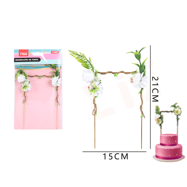 Decoración torta flores 15x21 cm 1