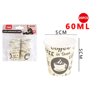 Vasos desechables Coffe color crema 60ML 20pcs