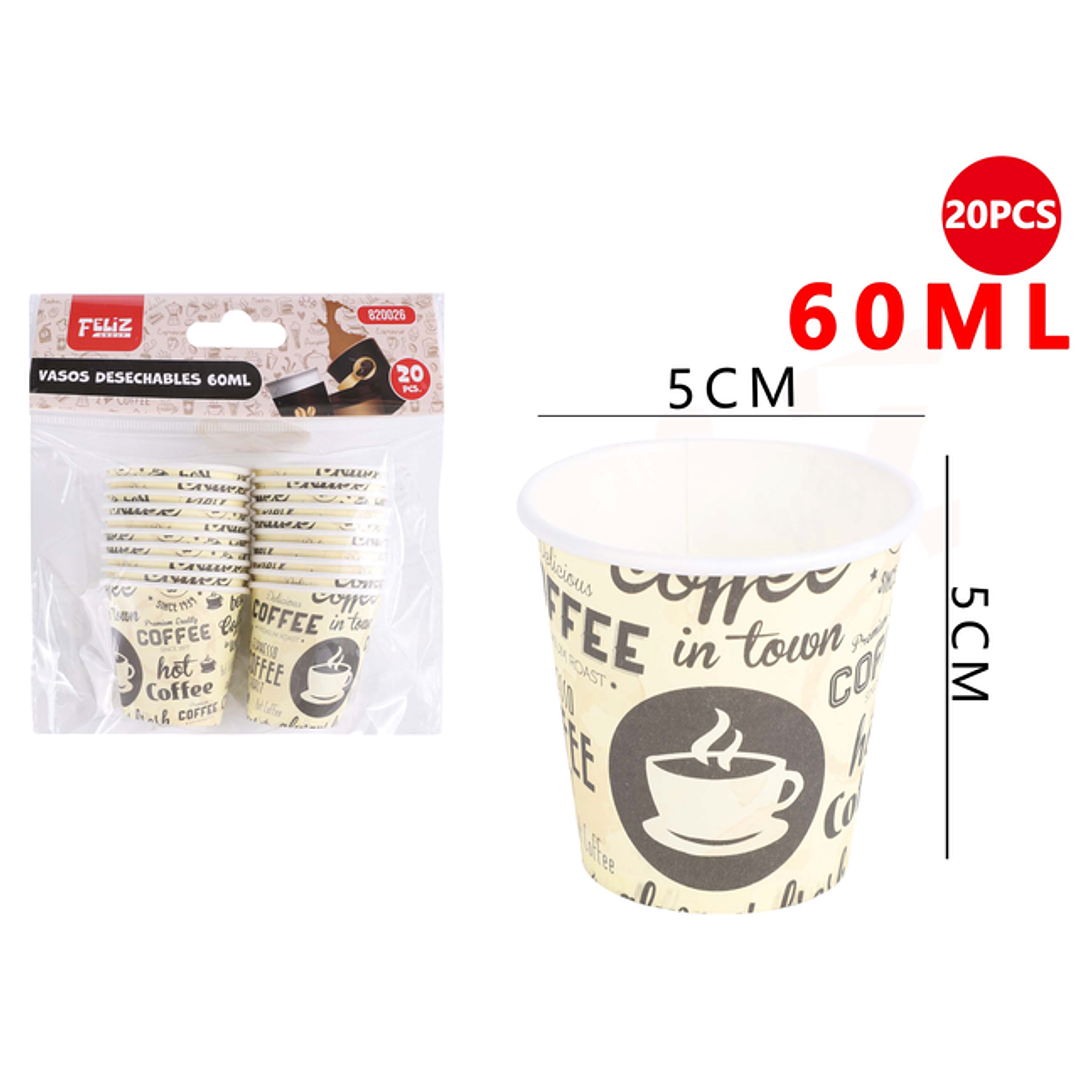 Vasos desechables Coffe color crema 60ML 20pcs 1