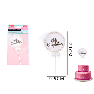 Decoración feliz cumpleaños perlas 9.5x21cm