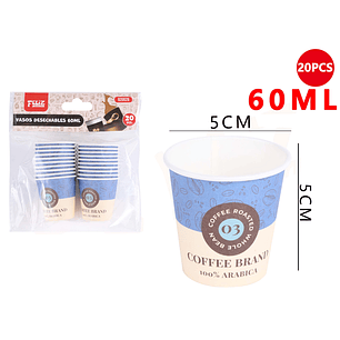 Vasos desechables coffe brand 60ML 20pcs