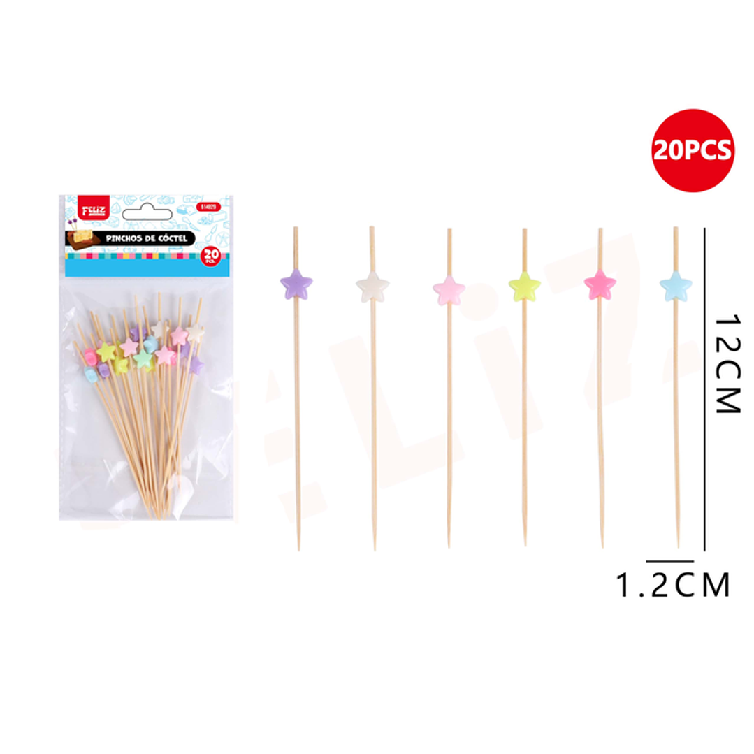 Pinchos de cóctel estrellas 1.2x12cm 20pcs 1