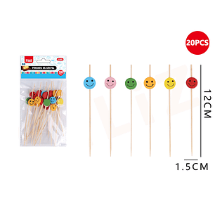 Pinchos cóctel cara feliz 1.5x2cm 20pcs