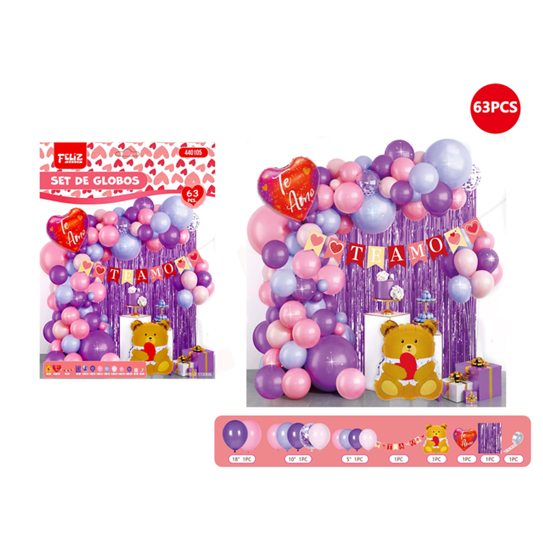 Set de globos día de los enamorados 63 pcs 1