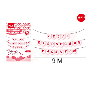Guirnalda feliz día san valentin 9M 23 pcs