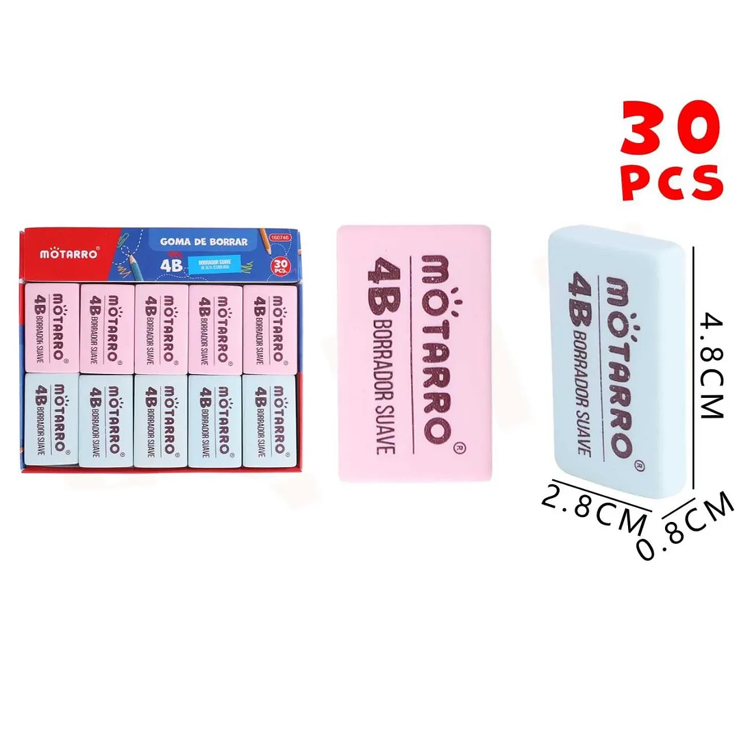Goma de Borrar colores 30 unidades pack Motarro 1