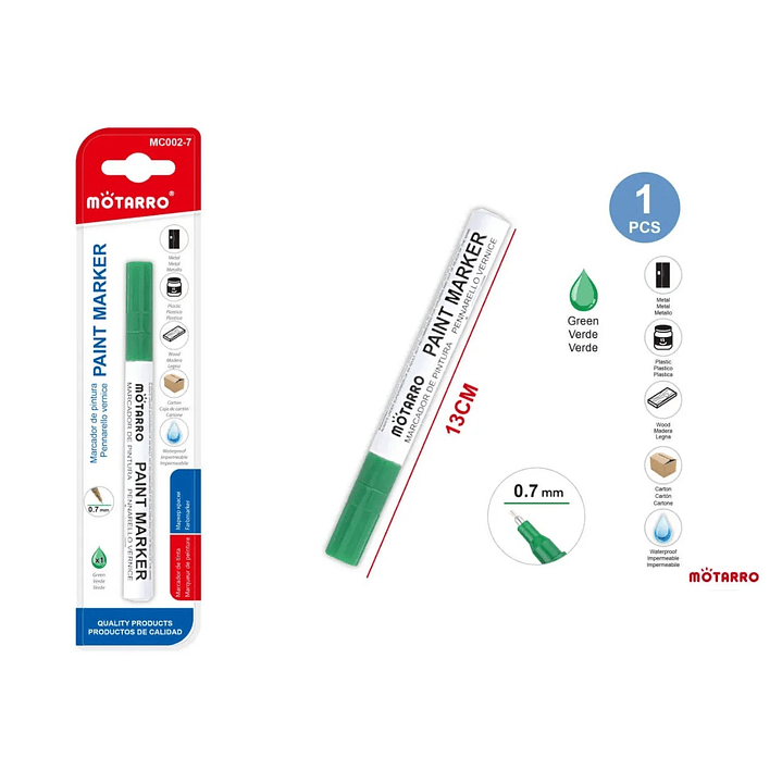 Marcador De Pintura Verde 13Cm 1