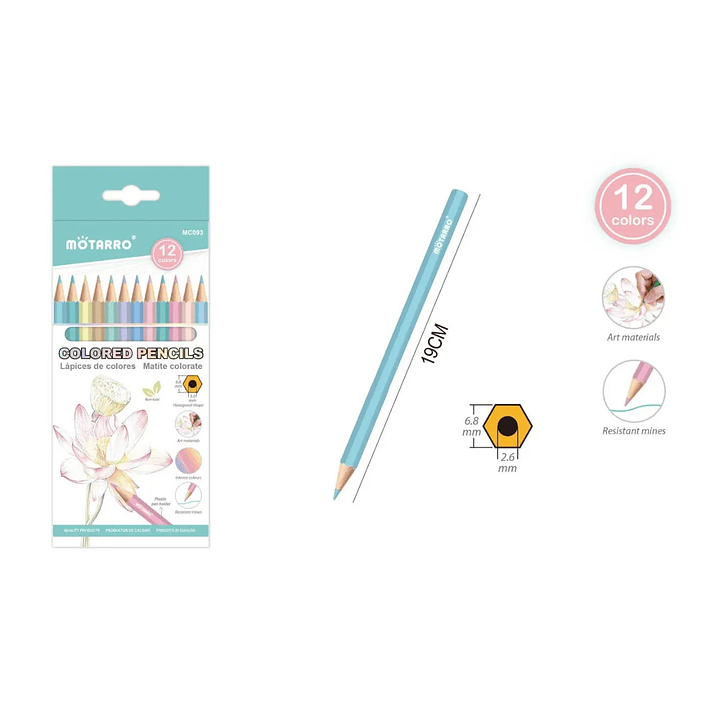 Lápices de colores tonalidad pastel 12pcs 1