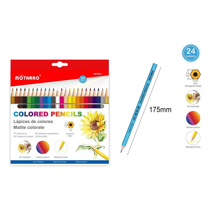Lápices de colores 17,5cm 24pcs Motarro 1