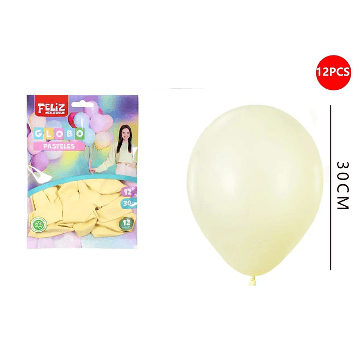 Globos Amarillo pastel 30cm 12pcs 1