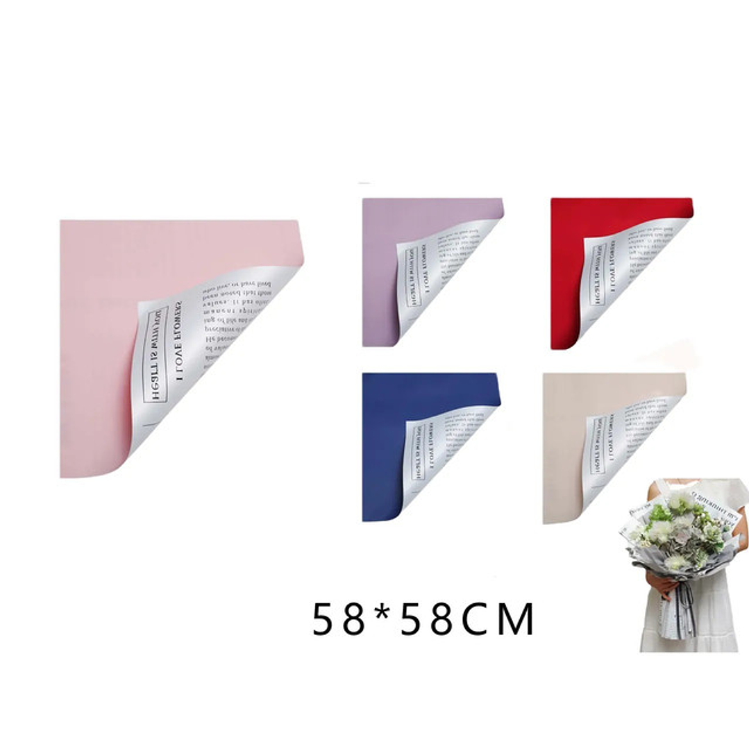 Papel Coreano doble cara con letras 58x58 cm 20 pcs 1