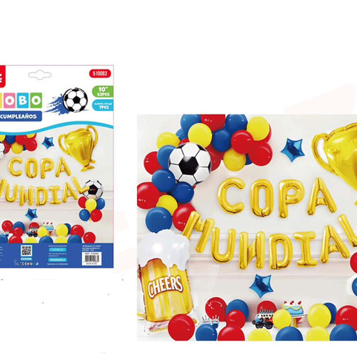 Set De Globo Copa Mundial Dorada 53 pcs 25cm 1