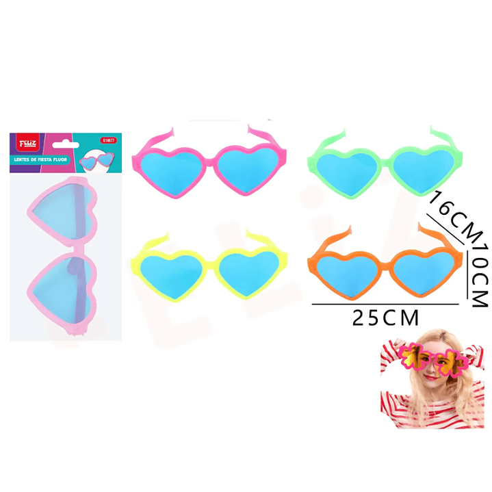 Lentes de Fiesta Fluorescente corazón 25*16*10cm 1