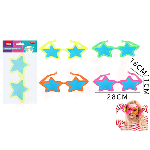 Lentes de Fiesta Fluorescente estrella 28x16x11cm