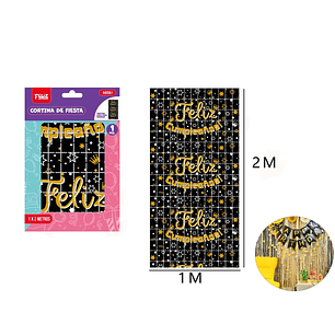 Cortina de Fiesta 1*2M con Frase Negra