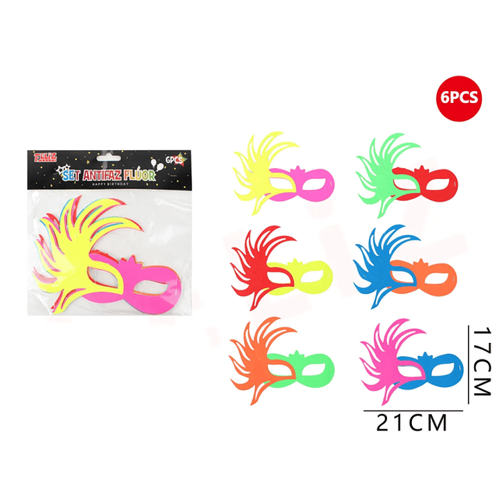 Set Antifaz Flúor 21*17cm 1