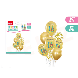 Set Globos Latex Dorado FC 8pcs