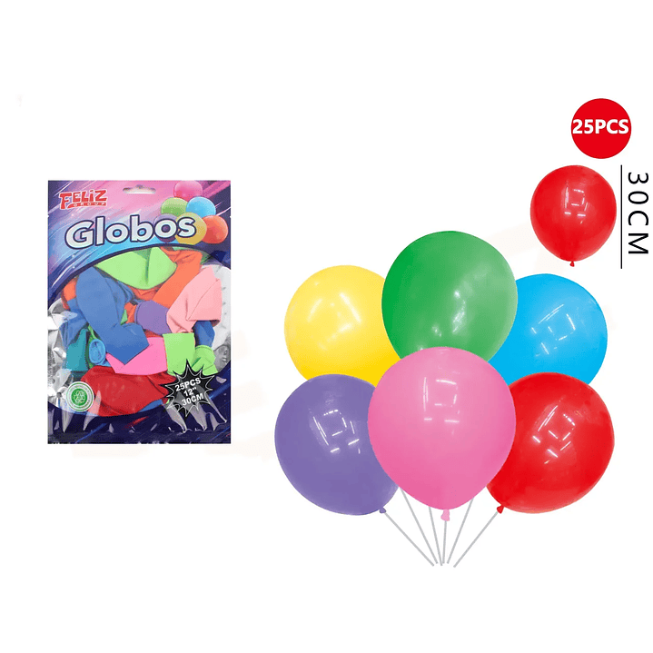 Globos Multicolor 30cm 25pcs 1