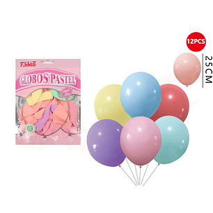 Globos Pastel Multicolor 25cm 12pcs